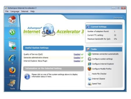 Mejor acelerador de internet - Ashampoo Internet Accelerato