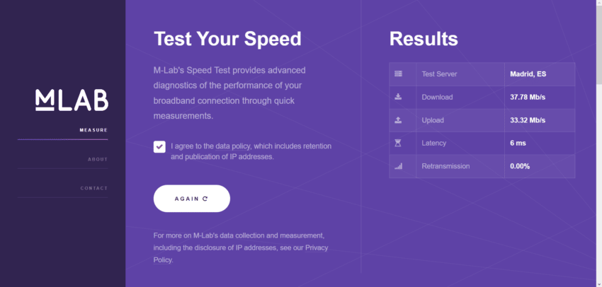 M-Lab test de velocidad de internet