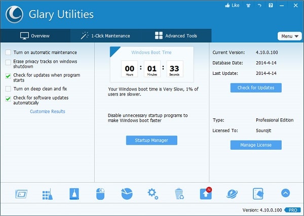 Glary Utilities Pro programa para optimizar windows 10