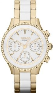 DKNY Reloj Cronógrafo de Cerámica y Tono Dorado para Mujer NY8830