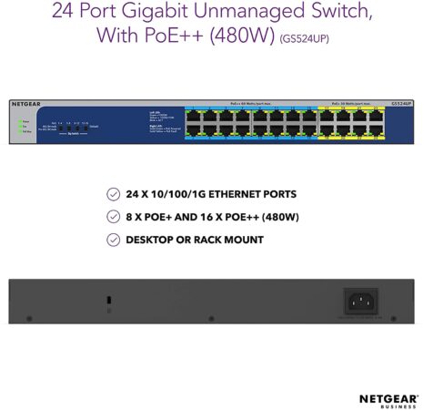 Netgear GS524UP - Switch de red Gigabit Ethernet