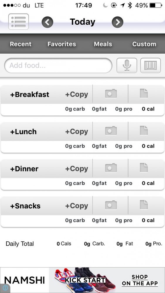 Captura de pantalla de la aplicación Calorie Count en inKin Blog