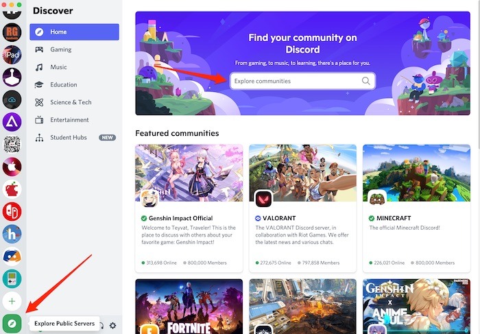 Búsqueda de los mejores servidores de Discord