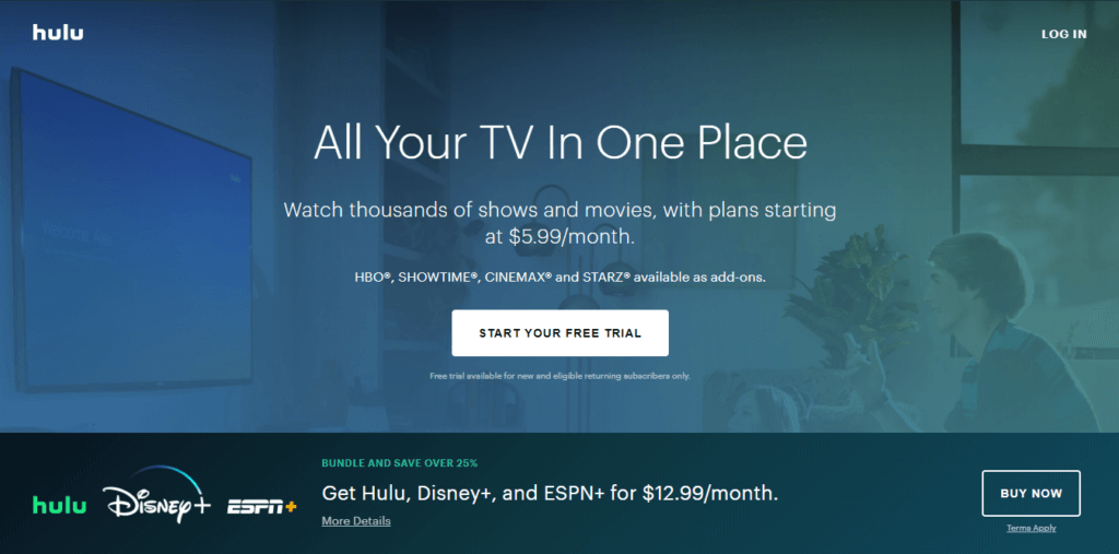 Las mejores aplicaciones para Samsung Smart TV - Página de Hulu