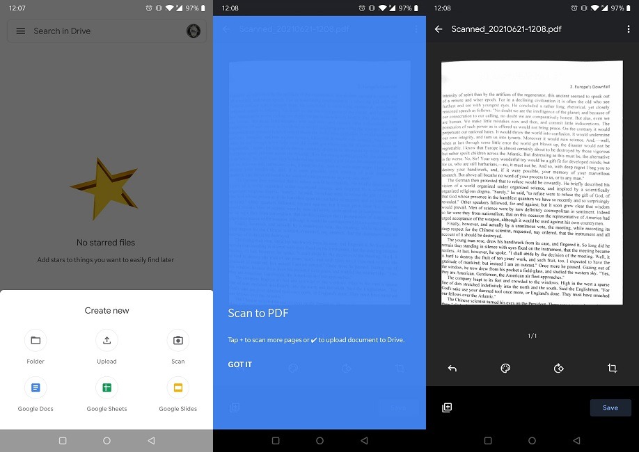 Aplicaciones de escaneo de documentos Android Google Drive
