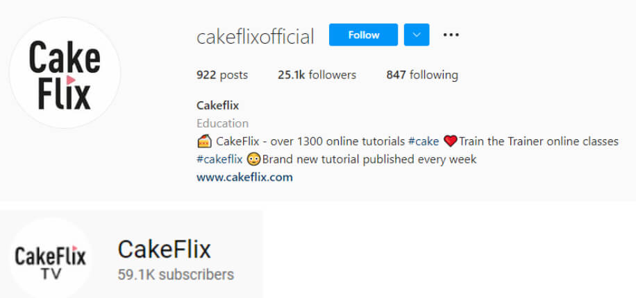 Página de Instagram de CakeFlix