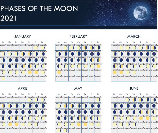 calendario de las fases de la luna