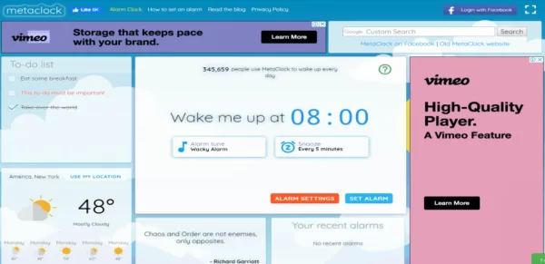 Meta Clock - despertador online