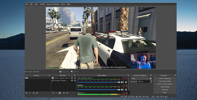 Utiliza OBS para capturar Grand Theft Auto con la cámara web encendida