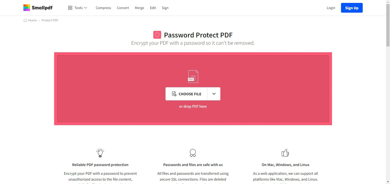 smallpdf proteger página