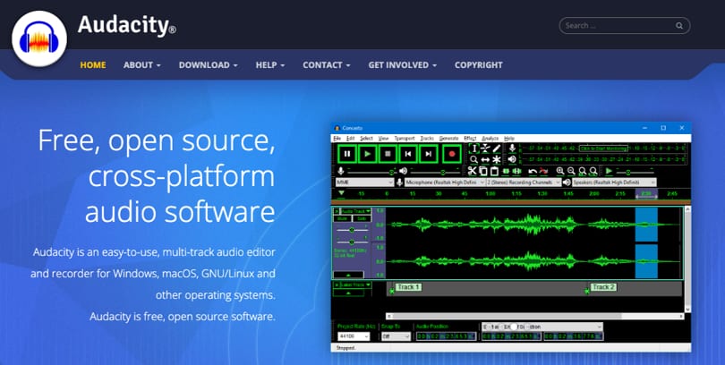 Software de grabación de podcasts Audacity Software de grabación de podcasts Image Audacity