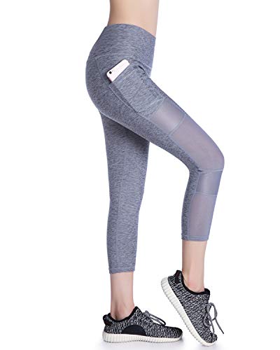 Jaggad Mallas de cintura alta para mujer Fitness 7/8 Mallas con bolsillos Entrenamiento Running Yoga Pantalones Malla Transpirable