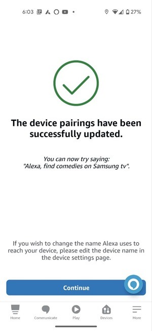 Alexa App Dispositivos Enlace Confirmar