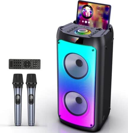 6 mejores micrófonos de karaoke 31 JYX Karaoke con 2 Microfonos inalambricos, Portátil Altavoz Karaoke
