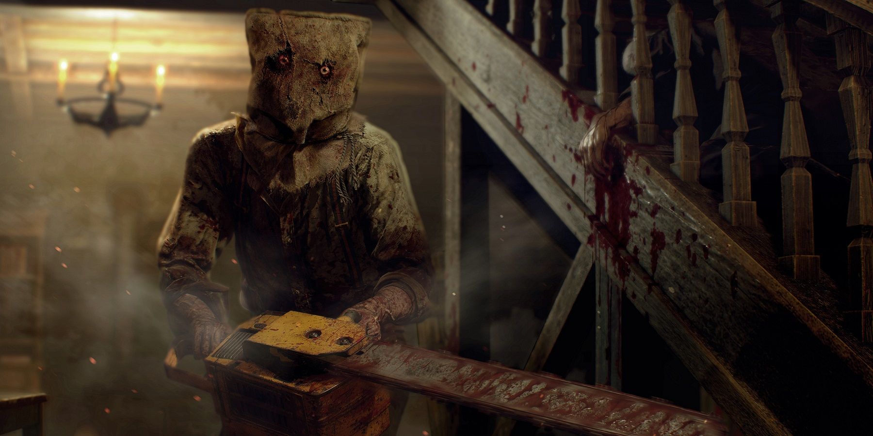 Imagen del remake de Resident Evil 4 que muestra al Hombre de la Motosierra.
