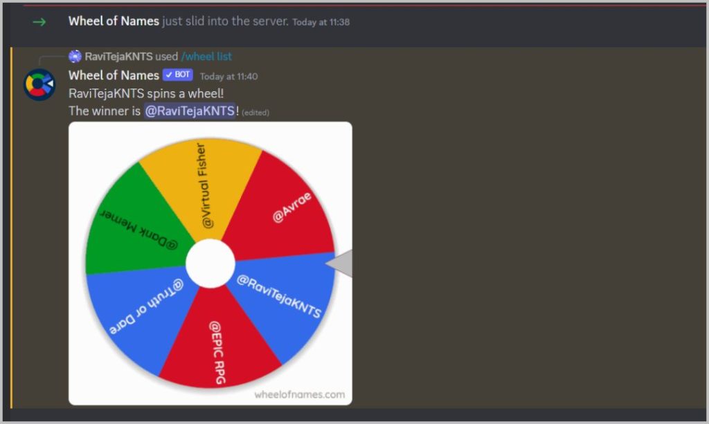 6 mejores juegos de Discord para añadir a tu servidor 45 Bot de Discordia de la Rueda de Nombres