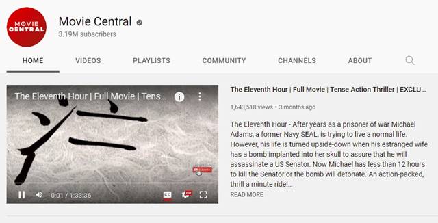 Mejores canales para ver películas gratis en YouTube 36 Movie Central