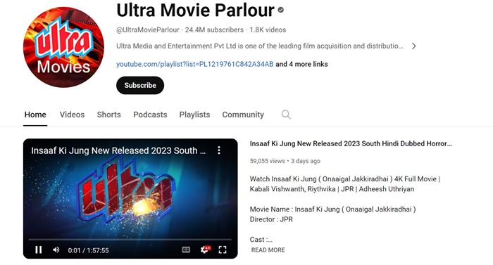 Mejores canales para ver películas gratis en YouTube 46 Sala de cine Ultra