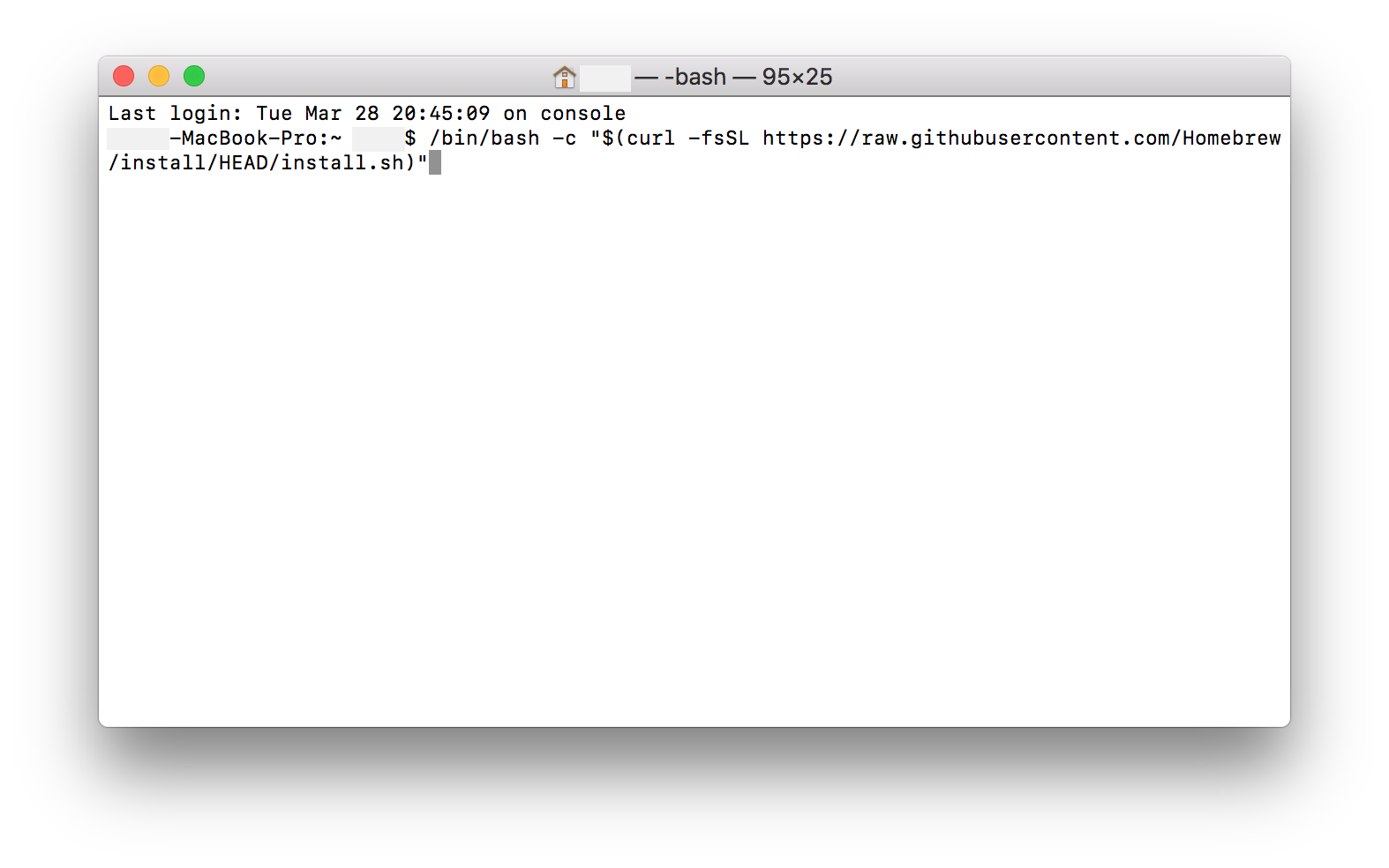comando de instalación para homebrew