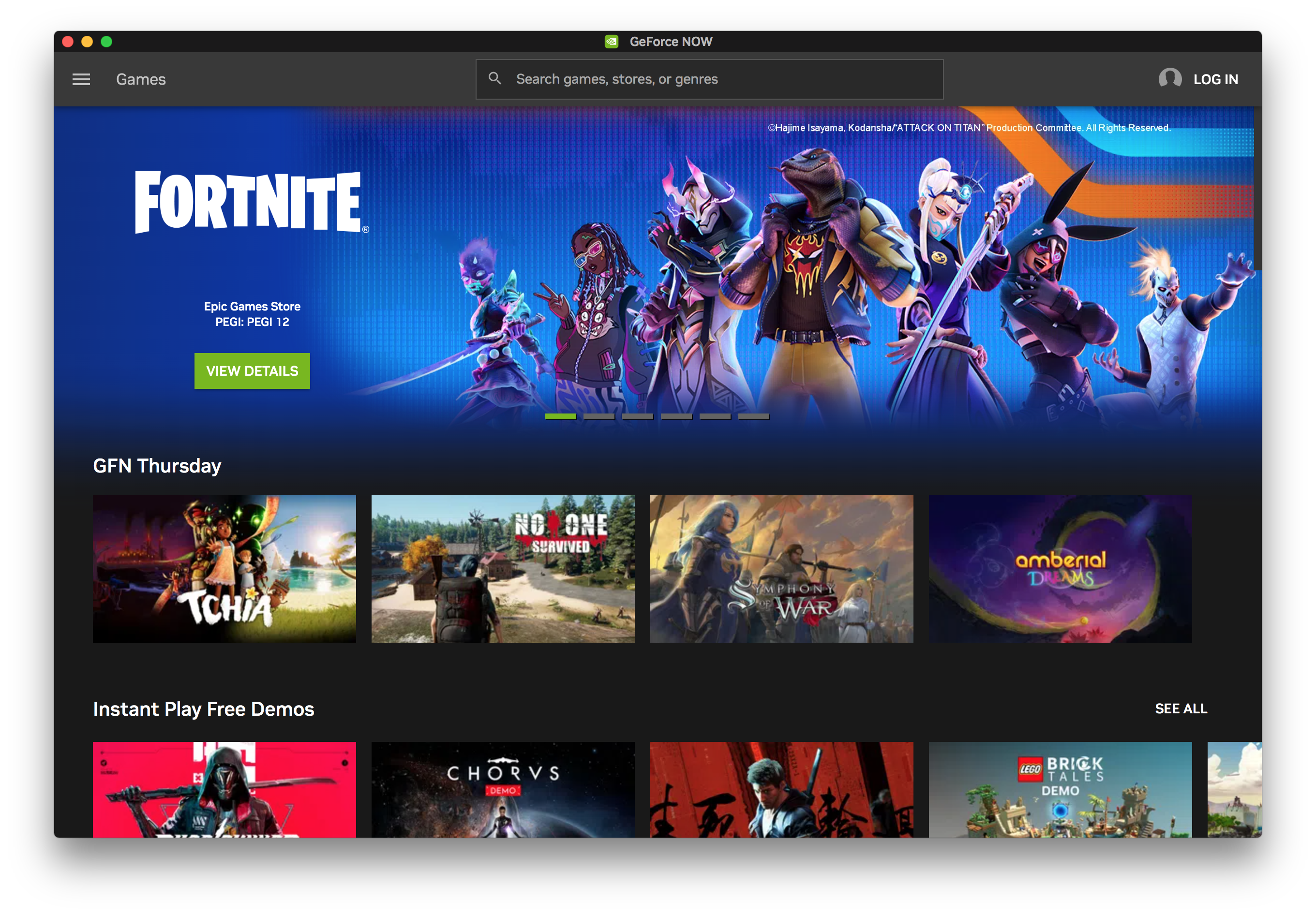 aplicación geforce now en macOS