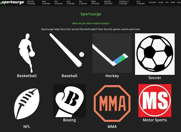 SportSurge - Sitios de streaming de deportes