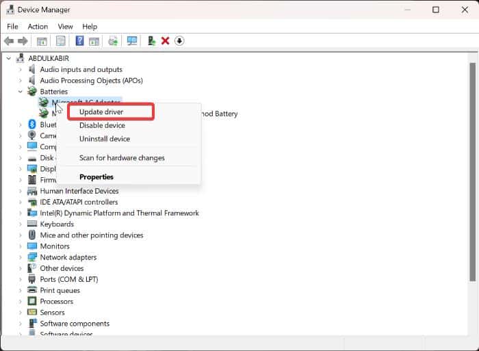 ¿Por qué no se carga la batería de mi portátil? ¿Cómo solucionarlo? 6 Actualizar el controlador de la batería