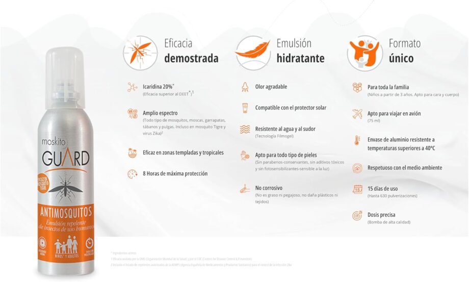 Moskito Guard- Emulsión Repelente de Insectos Antimosquitos con Icaridina