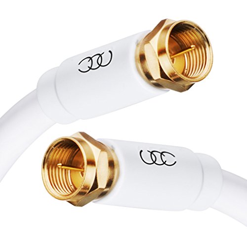Cable coaxial con blindaje triple CL3 en la pared con conectores chapados en oro (12 pies) RG6 de audio y vídeo digital con clavija de conector F macho - 12 pies