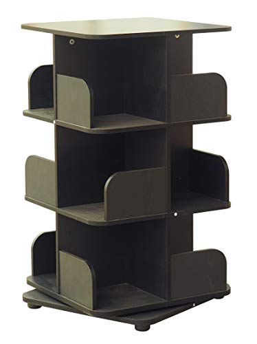 Kings Brand Furniture - 3-Tier Revolving Bookcase Bookshelf, Media Storage Cabinet, Black