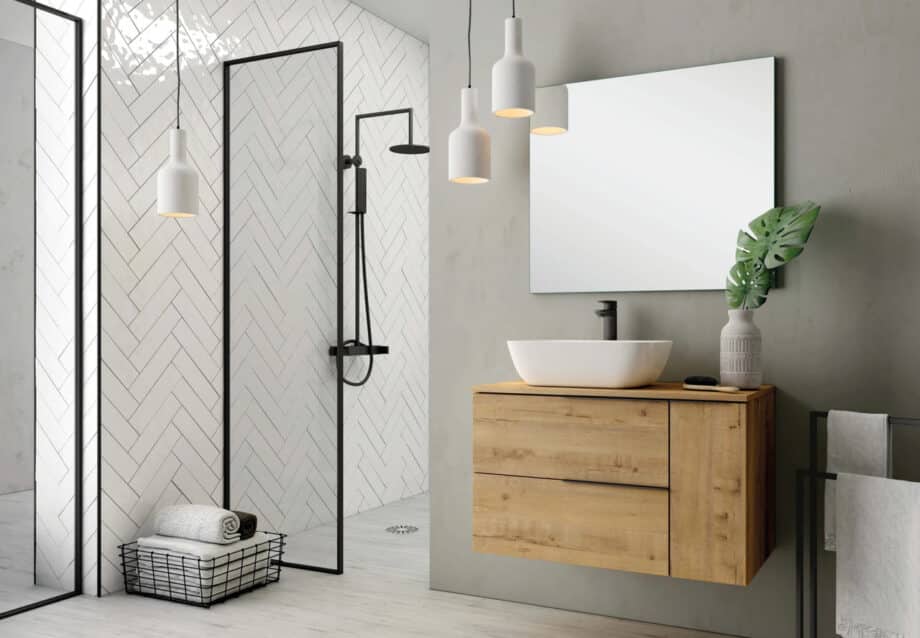 Mueble de baño con encimera de madera Bruntec Coban